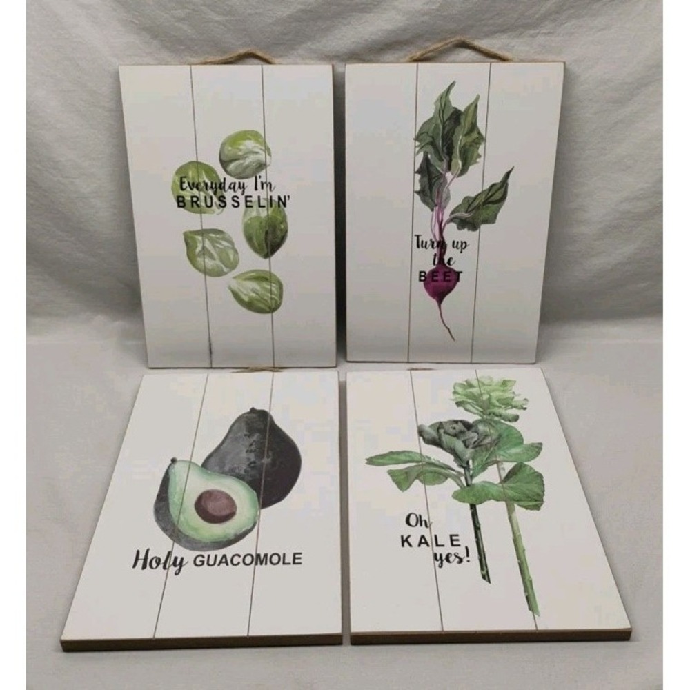 Simply Spring‎ Wood Wall Decor Heather Myers Gardening Humor 4pc Set Oh Kale Yes